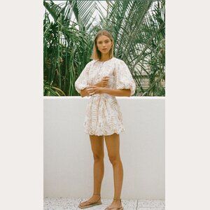 NWT! Sabo Luxe Aura Linen Above Elbow Sleeve Bubble Tulip Mini Dress, S